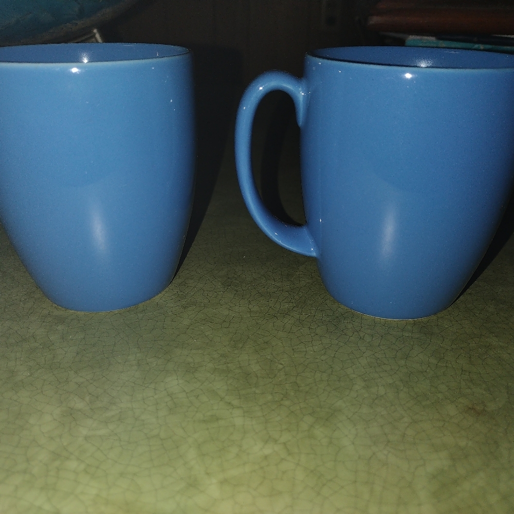 Set Of 2 Corelle Blue Stoneware 12 oz Mugs Cups Coffee Tea